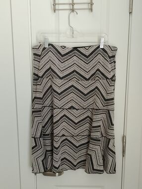 Sweet Salt Black & White Chevron Tiered Skirt - Classic Circle Silhouette